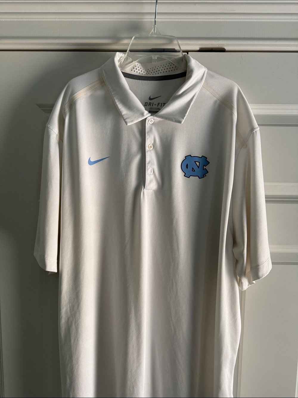Nike White Polo with Carolina Blue NC Logo